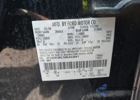 2008 Ford Edge Limited from USA, damaged, VIN 2FMDK39C18BA82661